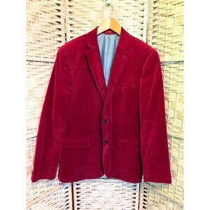 Mens Red Velvet Sport Coat Jacket Blazer For Macy's Jacket 42R Slim Fit